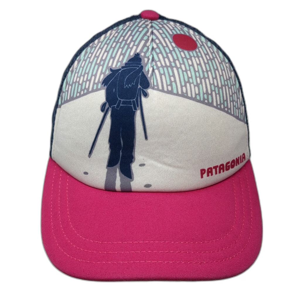 Patagonia Trucker Hat Pink Blue White One Size Mesh Back Snapback Hiker Mountain